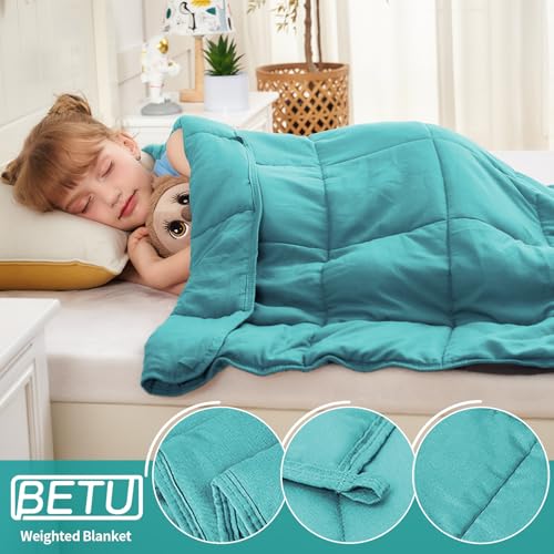 Teal Weighted Blanket Kids 10lbs, 40"x60", Twin Size Cooling Heavy Throw Blanket for 80-120lbs, Microfiber Soft Thick Big Blankets Weighted Comforter Gift for Sleeping