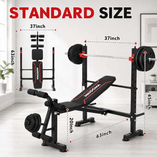 Image of MAIDOMA Foldable 1500LBS Capacity 8 IN 1 Weight Bench Set with Leg Extension /Squat Rack /Preacher Curl, Adjustable Bench Press for Home Gym Full Body Workout (US Stock)