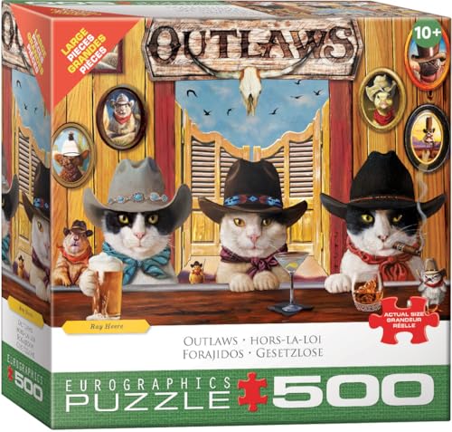 Outlaws, Cats, Family Oversize Puzzles, Eurographics Jigsaw Puzzles, 500 pcs miniatura 1
