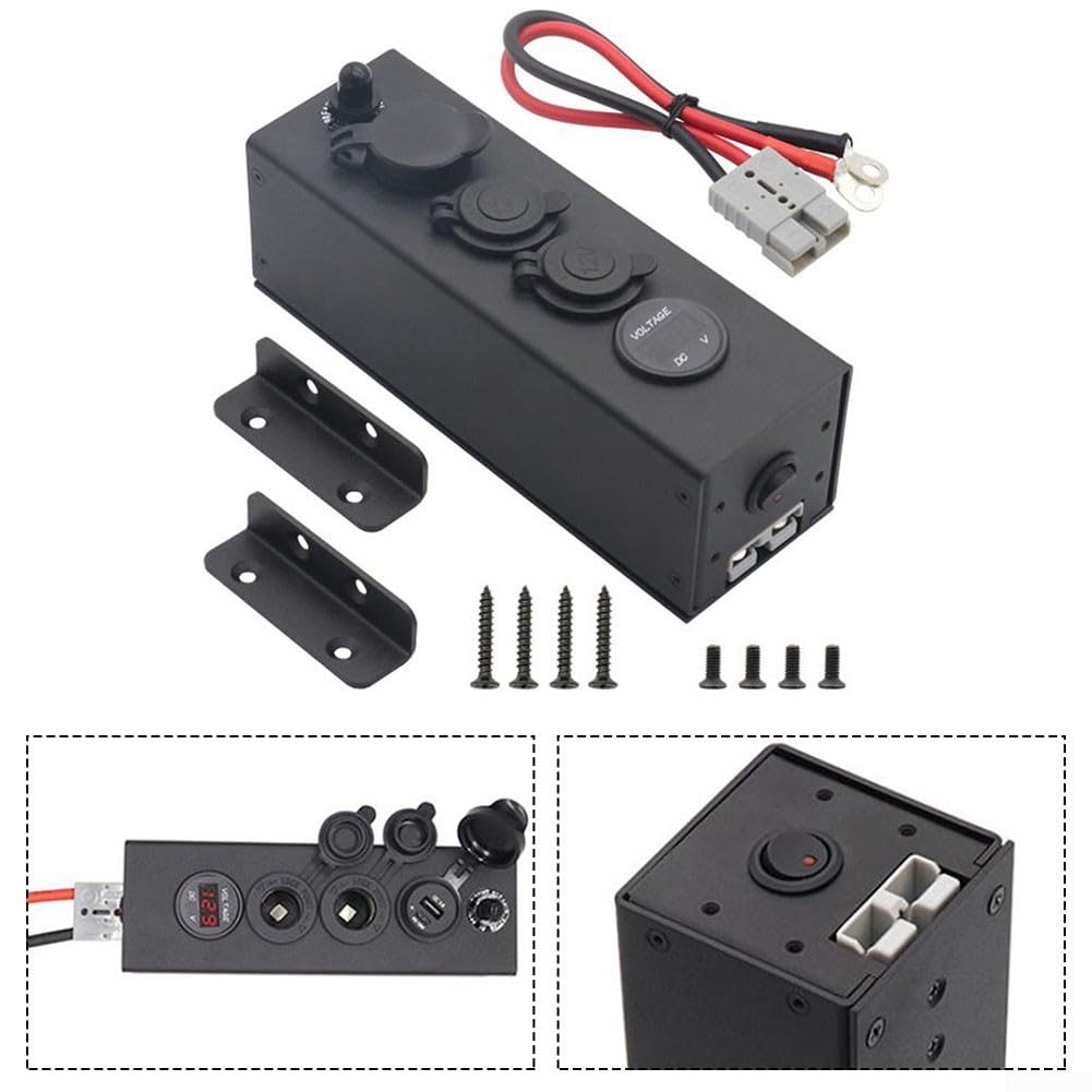 Alu 12V Bordsteckdose Dual USB Überlastschutz | Integrierter Leistungsschalter, Überstromschutz, sicheres Laden, digitale Spannungsanzeige, robustes Gehäuse