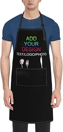 Miniatura 1 de Delantales personalizados para hombres y mujeres, delantal personalizado con 2 bolsillos, personalizable, texto, foto, nombre, cocina, cocina,