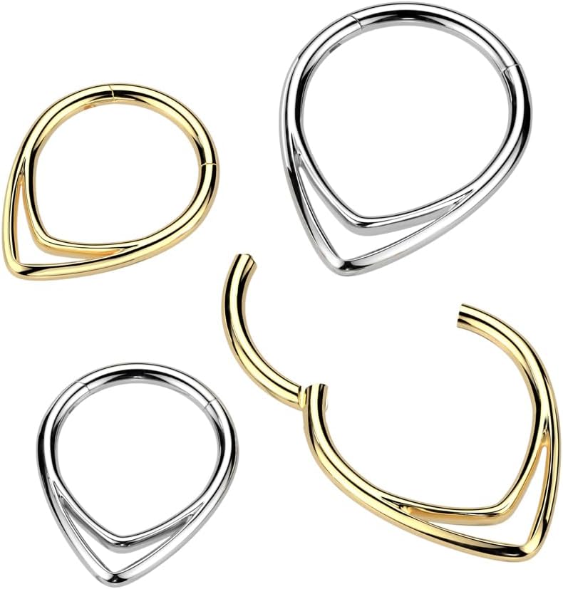 Pierced Owl 16GA ASTM F-136 Implant Grade Titanium Double Chevron Hinged Segment Clicker Ring - Image 3