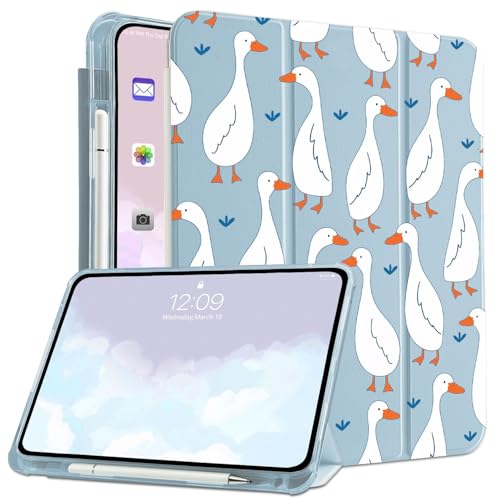 CozyNestCY Bonita funda con estampado de pato para iPad de 10.9 pulgadas de 10.9 pulgadas, diseño único de dibujos animados, funda protectora para iPad Auto Sleep/Wake ajustable, antideslizante, a