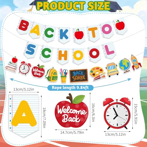 Image of Back to School Decorations, Pre-Strung Happy First Day of School Banner | Back To School Garland Backdrop Hanging Classroom Decor for Classroom, Home, Teacher Office, Photo Backdrop