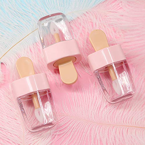 ruiruiNIE 3,2x6,8 cm Süßes EIS Form Mini Lipgloss Tube Leere Lippenbalsam Behälter Mit Rosa Deckel Gummieinsätze Lippenstift Probenspender Flasche