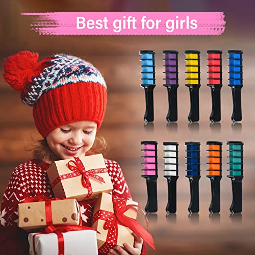 10 Color Hair Chalk For Girls Kids-New Hair Chalk Comb Temporary Washable Hair Color Dye For Girls Kids-7 8 9 10 Year Old Girl Gifts-Birthday Gift For 7 8 9 10 Year Old Girl-Girls Gifts Age 8-10-12 #TOP6