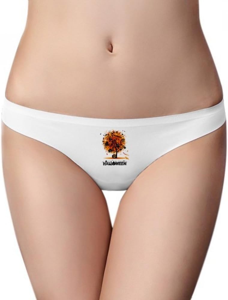 DIYthinker Halloween Cartoon Tree Pattern Brief Women G-String Underwear T-Back Breathable Cool Soft Panty