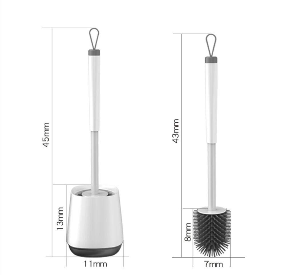 Spazzola per WC con Manico Antiscivolo, Manico Lungo scopino per WC in setole morbide Set di spazzole per Pulizia in Silicone scopino per WC-B