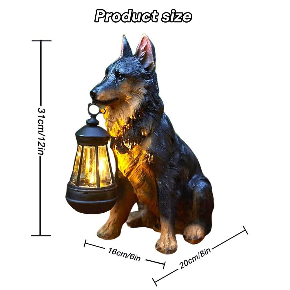 Estatuas de jardín con luz Solar para Perro, estatuas solares para Exteriores, Figuras artísticas de Perro, esculturas de Resina para Patio, balcón y jardín.