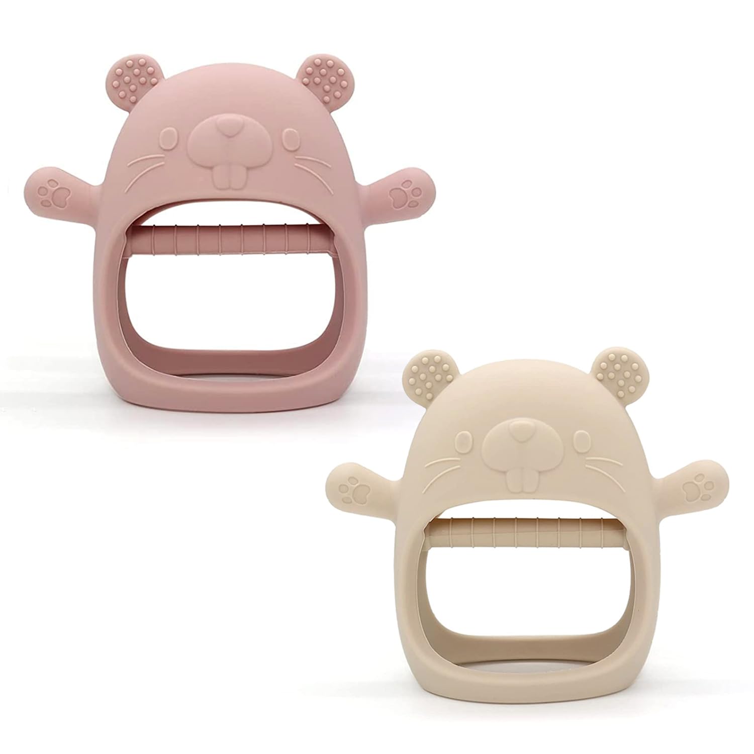Cubble 2 Pack Silicone Teething Mitten for Soothing Teething Pain Relief BPA Free Anti Dropping Wrist Hand Pacifier Teether Toy