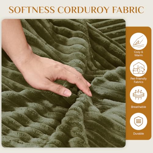 Image of 95 inch Boneless Cloud Sectional Couches for Living Room, Comfy Fluffy L Shaped Memory Foam Deep Seat Boneless Couch, Modular Sectional Sofa with Right Facing Chaise, Olive Green