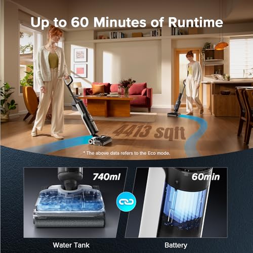 Image of roborock F25 ACE Cordless Wet Dry Vacuum Cleaner, Vacuum Mop All in One for Hard Floor, 20000Pa Hardwood Floor Cleaner with Zero Tangle, 194F Hot Air Flash Drying Electric Mop, 180 Lie Flat, WiFi