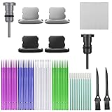 Tolles Paket: Paket enthält 4 x Lightning-Port-Stecker, 2 x Kopfhörer-Klinkenstecker, 5 x flache Tupfer, 40 x biegbare Mini-Baumwollbürsten, 2 x antistatische Reinigungsbürsten und 1 x Reinigungstuch. Praktisches Reinigungswerkzeug-Set.