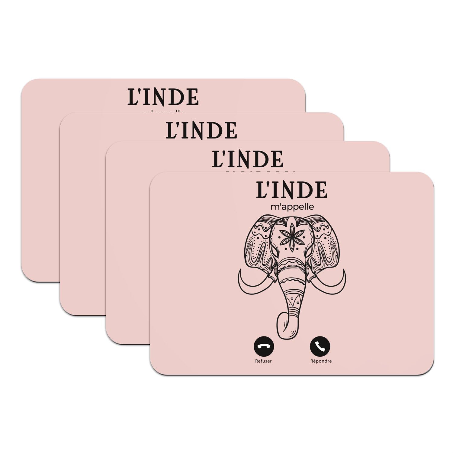 Set de table antidérapant éléphant lot de 4 grands dessous étanches roses