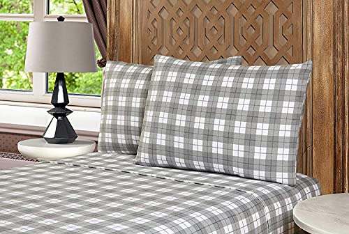 Morgan Home Cotton Turkish Flannel Sheets 100% Brushed Cotton For Supreme Comfort - Deep Pockets - Warm And Cozy, Great For All Seasons (Ethan Grey, Queen) #TOP1