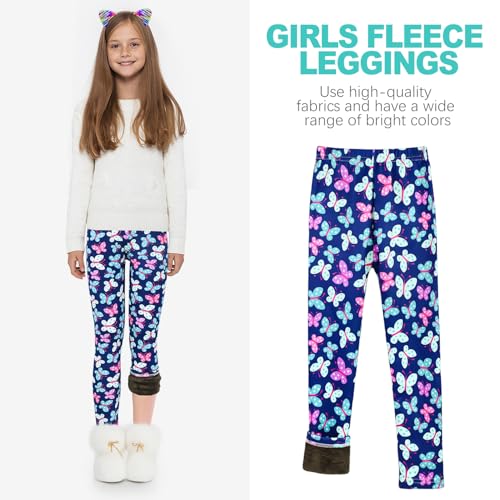 Girls Fleece Lined Leggings, Warm Winter Thermal Pants for Kids & Toddlers, Thick Cozy Lined Leggings for 4-10Years3