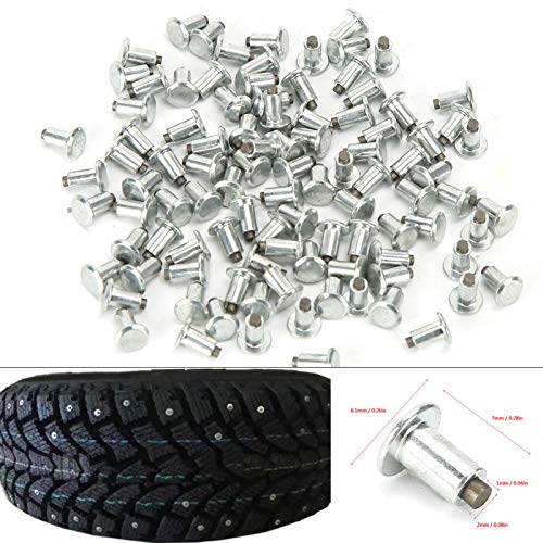 Image of 100Pcs 6.5mm Tire Stud Screws for Enhanced Traction on Cars, ATVs, Motorcycles, and More