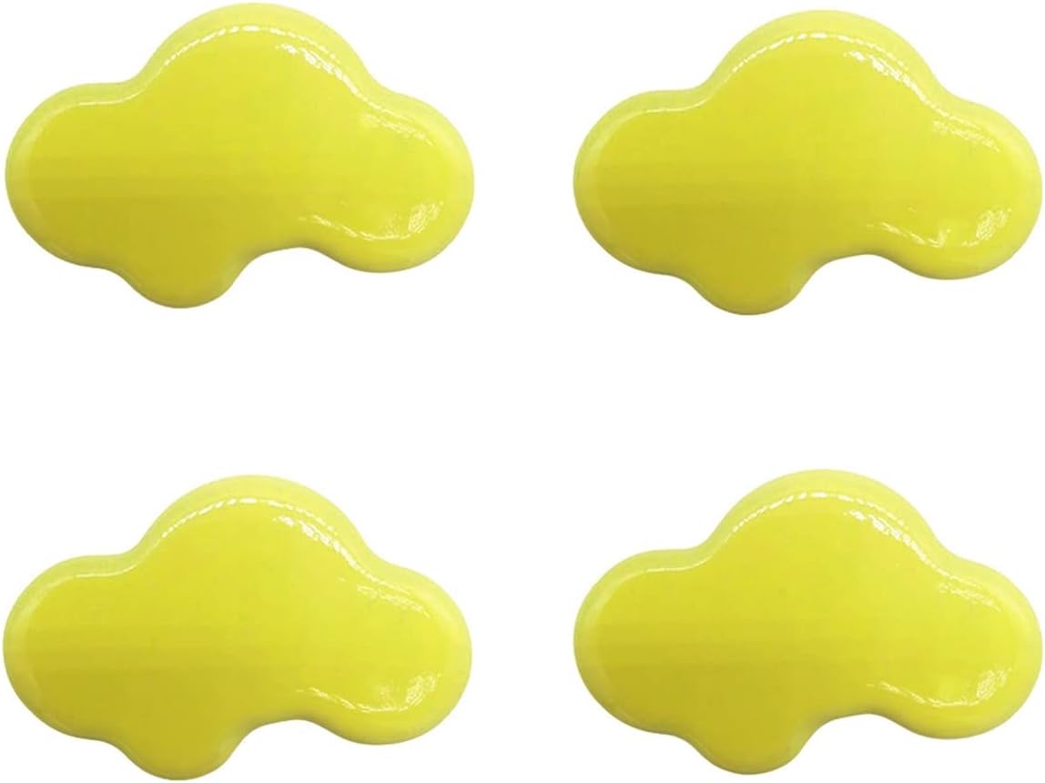 ZHU IN SY Children's Room Ceramic Hardware Knob Furniture Accessory, Cupboard, Drawer, Dresser, Wardrobe Door Handle, Cute Cartoon Handle Cabinet Door Pull, Single Hole 4 Pieces (Yellow Cloud)