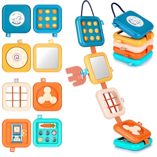 Mexgcom Busy Board Baby, Montessori Spielzeug ab 1 2 3 Jahr, Sensorik Spielzeug Baby für Fördert Motorik und Kognition, Motorikbrett Kleinkinder Toy für Unterwegs