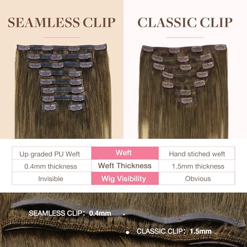 Image of GOO GOO Seamless Clip in Hair Extensions Real Human Hair Remy Extensions
