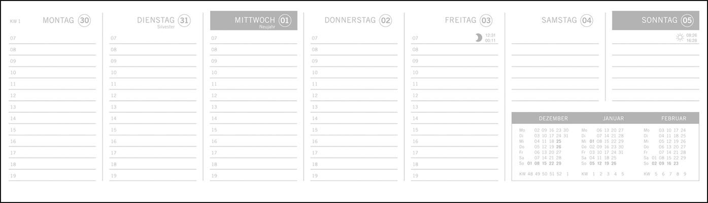times&more Kaktus grün Wochenquerplaner. Tischkalender 2020. Wochenkalendarium. Spiralbindung. Format 32,5 x 9,3 cm: Termine