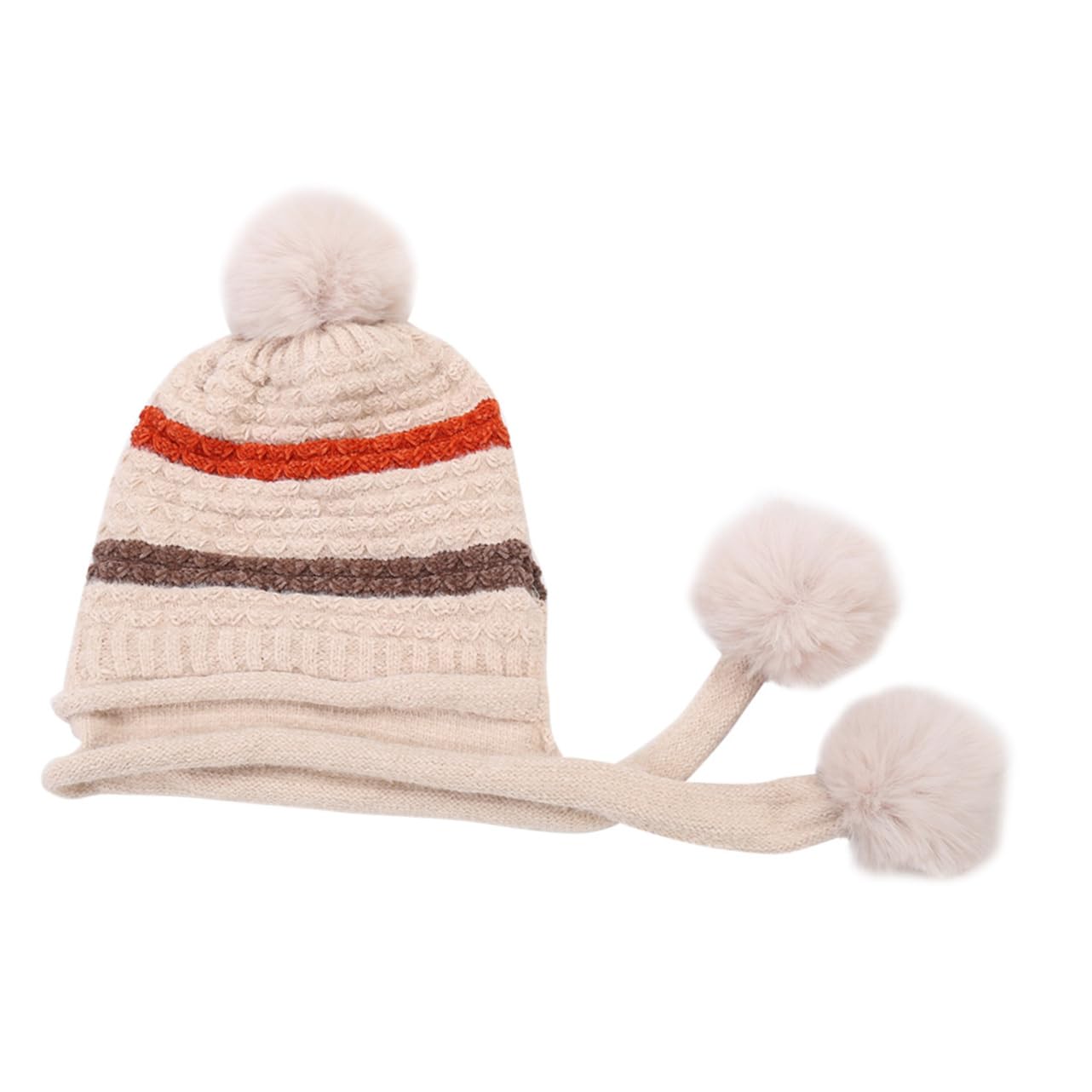 CALLARON 3piezas Gorro De Esquí De Lana Para Mujer Pompones Caliente y Ligero Para Actividades Al Aire Climas Fríos Color Beige