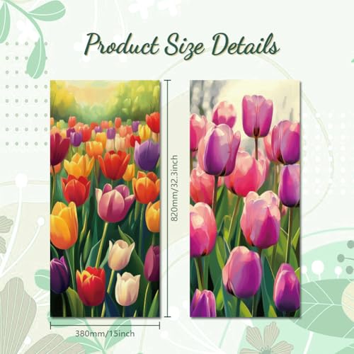Image of Peacoblue Wheelie Bin Stickers 2 Sheets Tulips Sticky Dustbin Stickers Decals, 15 inch x 32 inch Waterproof Large Wraps for Trash Cans Bins Fridges Door Wall Garden Outdoor Indoor Patio Decor