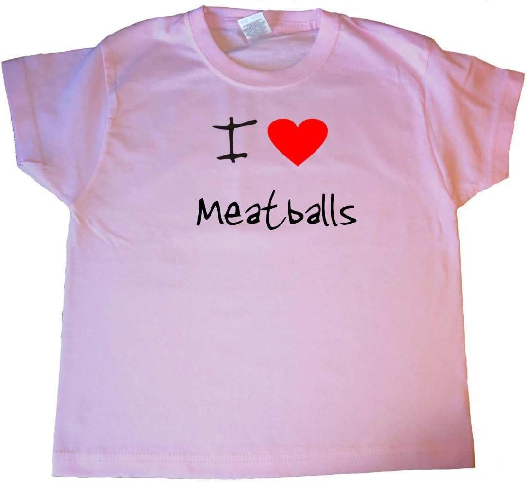 I Love Heart Meatballs Pink Kids T-Shirt