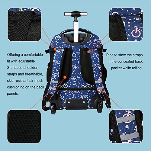 seastig Rolling Backpack 18in Wheeled Backpack Roller Backpack Carry-on Bag Laptop Backpack for Adults Kids School Trip4