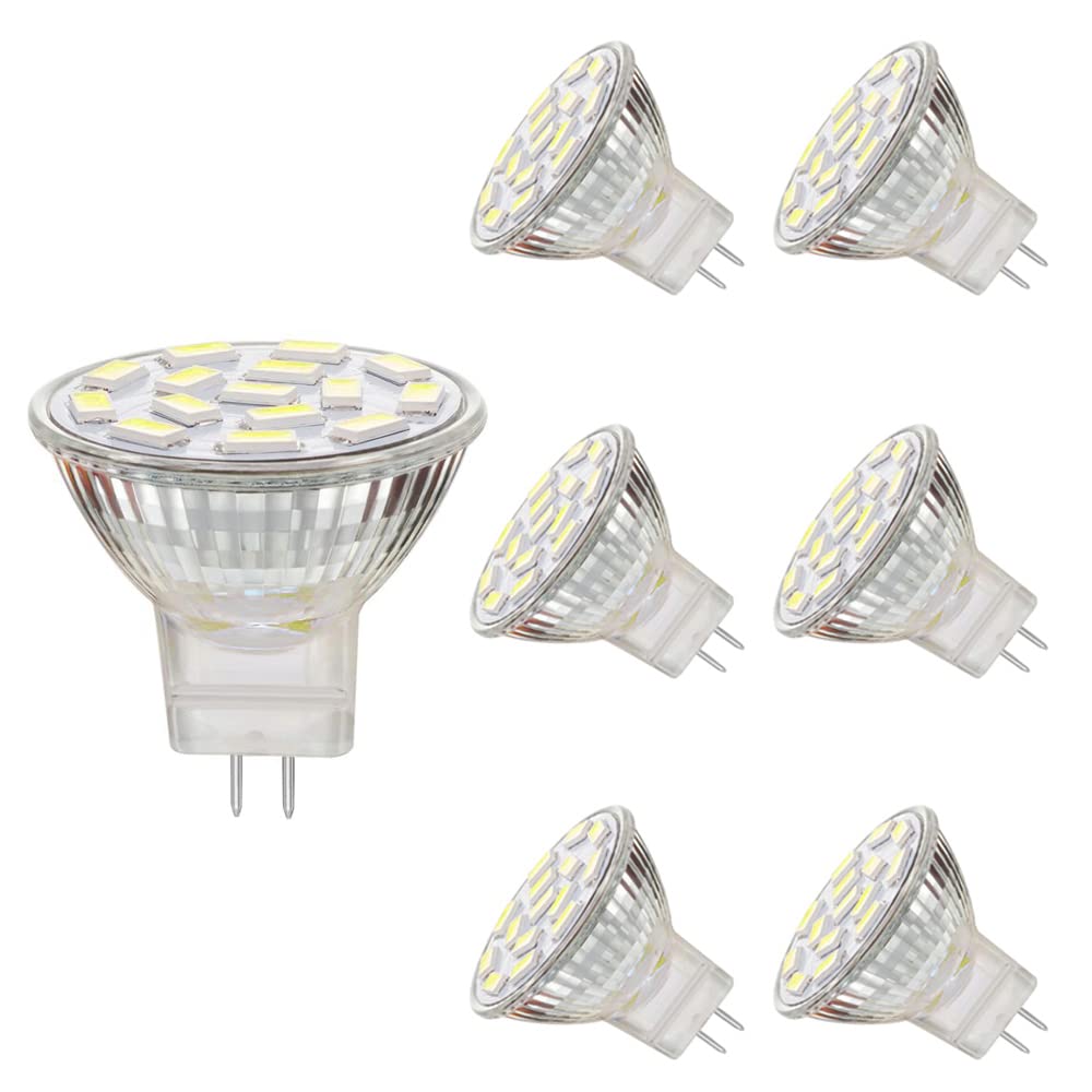 EKSAVEMR11 GU4 3.5W LED Light Bulbs, Equivalent to 25-35W Halogen Lamps, 12V,350LM, Non-dimmable,120°Flood Beam, Recessed Lighting, Track Lighting,Cool White,6000K,6pcs