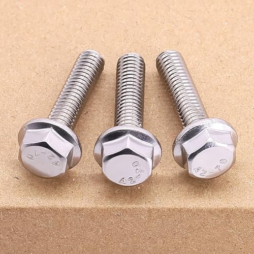 Image of 1 /4-20 x 1 /2 inch (12 pcs) Flanged Hex Bolt Screws, ASME Standard Flanged Hex Head Bolts, 304 Stainless Steel 18-8, Full Thread, Coarse Thread UNC