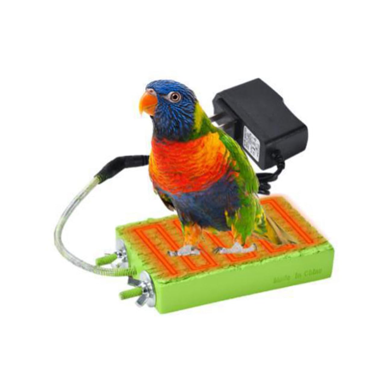 Beheizte Vogel Sitzstange für Papageien Stabile Resin Heizplattform Bruchsicherer Vogelkäfig Zubehör Einfach zu Montieren Geeignet für Wellensittiche und Mittelgroße Vögel Eu