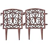 bordure fonte style antique Marque: L'Héritier Du Temps L\'Héritier Du Temps Bordure de Jardin Bordurette Grille Victorienne à Relier Motif Volutes et Fleurs de Lys en Fonte Patinée Marron 2x21x28cm