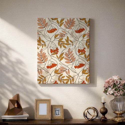 Lienzo de hojas modernas para decorar tu dormitorio con cálidos tonos de otoño 5