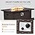 HOMREST 44in Outdoor Propane Gas Fire Pit Table, 50,000 BTU Auto-Ignition Gas Firepit with Glass Wind Guard, Black Tempered Glass Tabletop & Blue Glass Rock, Brown PE Rattan, CSA Certification