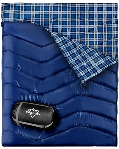 Saco de dormir doble de franela para adultos, tamaño XL, tamaño Queen, para 2 personas, para todas...