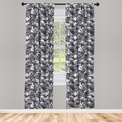 Ambesonne MICP_47424_56X63 Camouflage Window Curtains, Monochrome Attire Pattern Camouflage Inside Vegetation Fashion Design Print, Lightweight Decor 2-Panel Set thumb #1