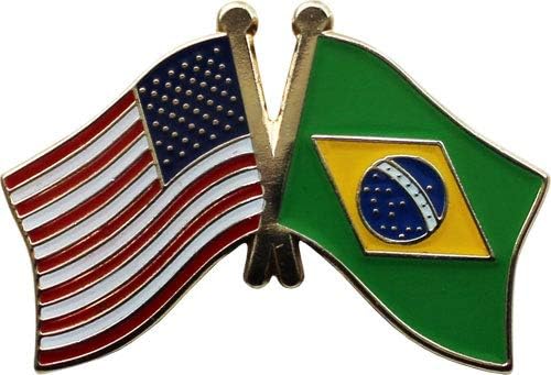 USA and Brazil Flag Die-struck Metal Friendship Lapel Pin with Butterfly Clasp Closure - Image 2
