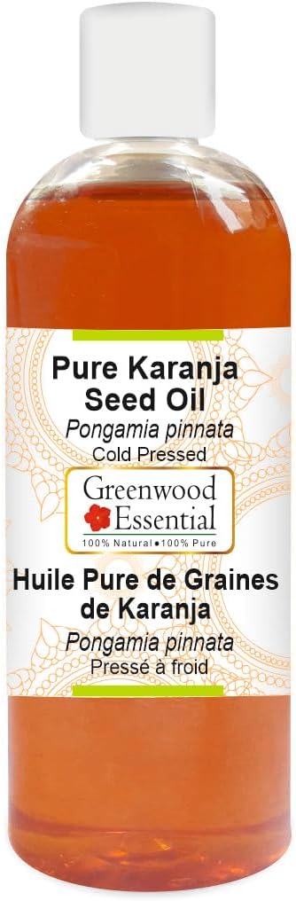 Greenwood Essential Pure Karanja Seed Oil (Pongamia pinnata) 100% Natural Therapeutic Grade Cold Pressed for Personal Care 200ml (6.76 oz)