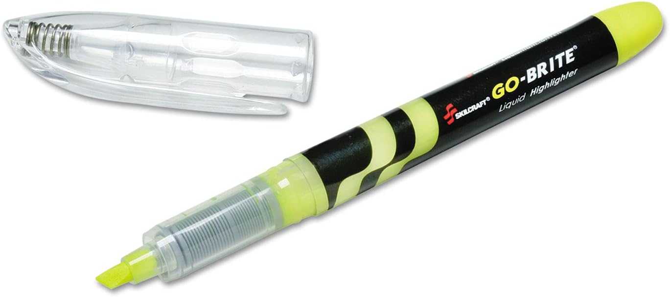 AbilityOne - 7520014612662 - go-brite® Liquid Highlighter - Yellow Ink - 6 units