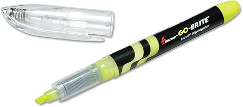 AbilityOne Skilcraft Go-Brite 7520014612662 Skilcraft Go-Brite - Marcadores líquidos, tinta amarilla fluorescente, punta de cincel, barril