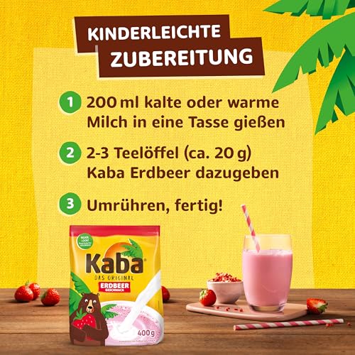 Kaba Erdbeer 400g Beutel, fruchtiges Trinkpulver, das Original Erdbeermilch-Pulver zum Anrühren in kalter & warmer Milch