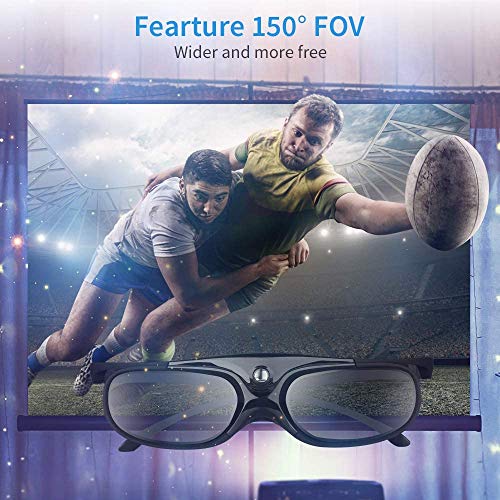 Dlp 3D Glasses, 144Hz Rechargeable Dlp-Link 3D Active Shutter Glasses For All 3D Dlp Projectors, Compatible With Optoma, Samsung, Benq, Dell, Mitsubishi, Acer, Vivitek, Nec, Sharp (Black-4Pack) #TOP7