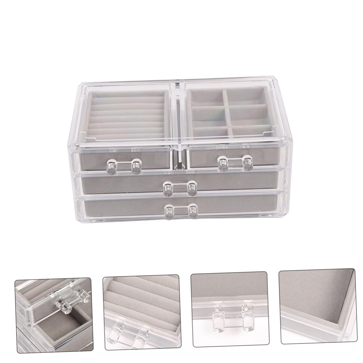 Boîte de Rangement pour Bijoux en Plastique, Tiroirs