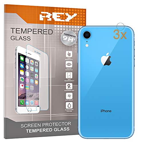REY Protector de Pantalla para iPhone XR Cámara Trasera, Anti Rayaduras (Pack 3X)