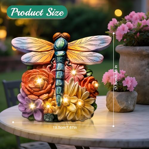 Linkax Birthday Gifts for Women Mom Grandma Sister, Solar Dragonfly Lights Garden Decor, Outdoor Solar Dragonfly Figurine for Outside Patio Yard Front Porch Home, Gardening Housewarming Gifts New Home