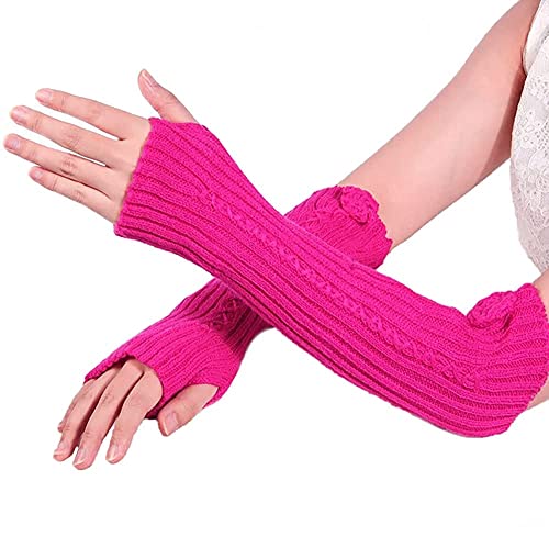 Image of Bold N Elegant Extended Finely Knitted Woollen Warm Comfortable Fingerless Thermal Mitts Winter Accessories Hand Warmer Gloves for Women