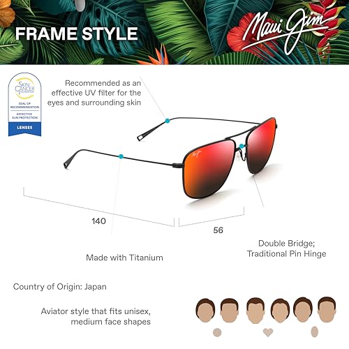 Maui Jim Okulary przeciwsłoneczne unisex Mikioi, czarny matowy, jeden rozmiar, matowy czarny, Rozmiar Uniwersalny