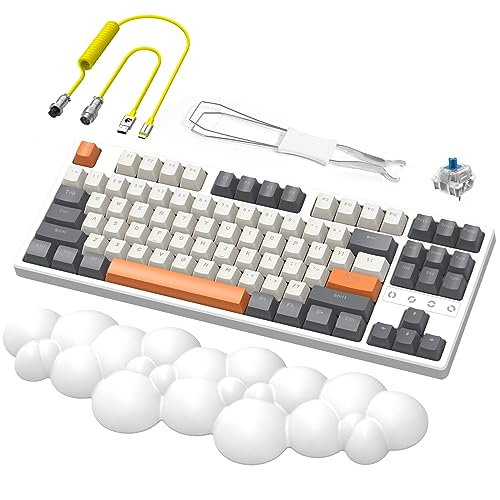 Image of Wireless Gaming Keyboard and Wrist Rest Pad and Custom Coiled USB C Cable,Triple Mode TKL Hot Swappable Tactile Switches,LIGHTSYNC RGB,Mechanical Keyboard Palm Rest for PC PS5 PS4 Xbox Mac-3 in 1 Kit