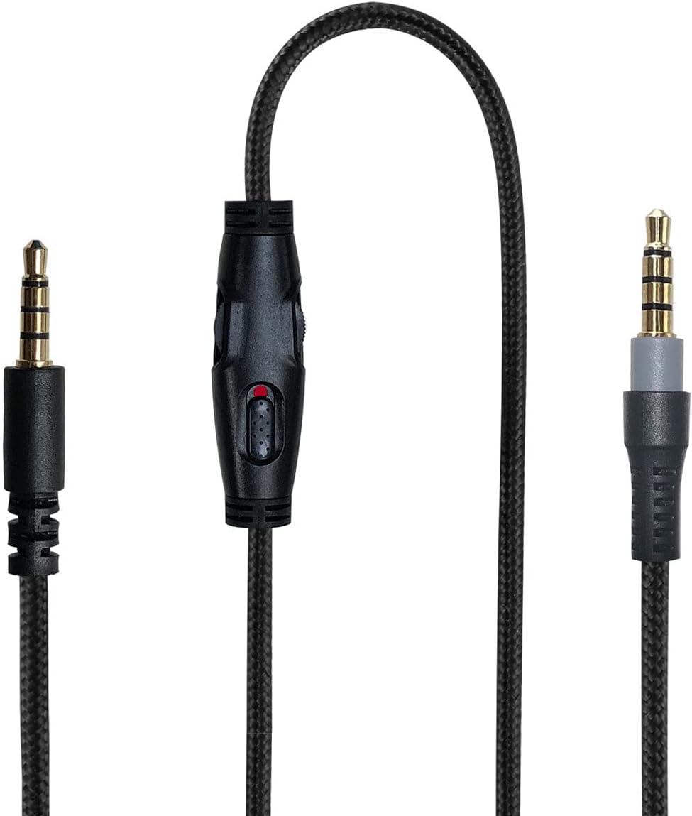 Replacement Cable Cord Compatible with Kingston Hyperx Cloud Alpha and Cloud Mix Gaming Headset, Headset Audio 3.5mm Cable with Inline Mute & Volume Control (No Inline Mic, Black)